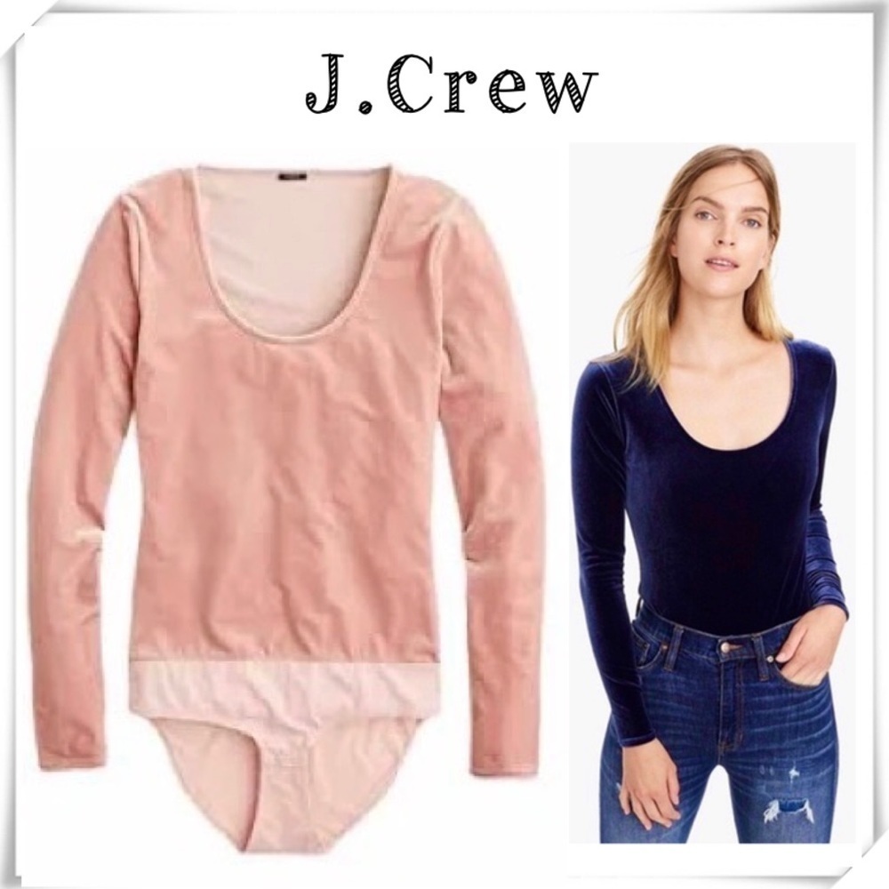 J.CREW Jeans Velvet Long Sleeve Bodysuits in Pink Style#J8697